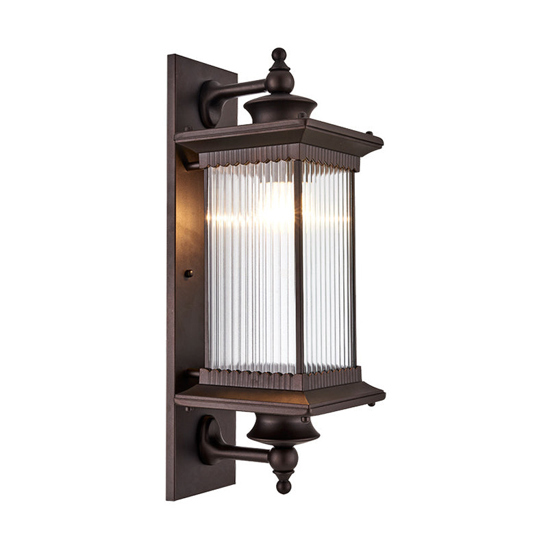 Enkele Lamp Wandmontage Licht Retro Rechthoekig Geribbeld Glas Wandverlichting voor Buiten