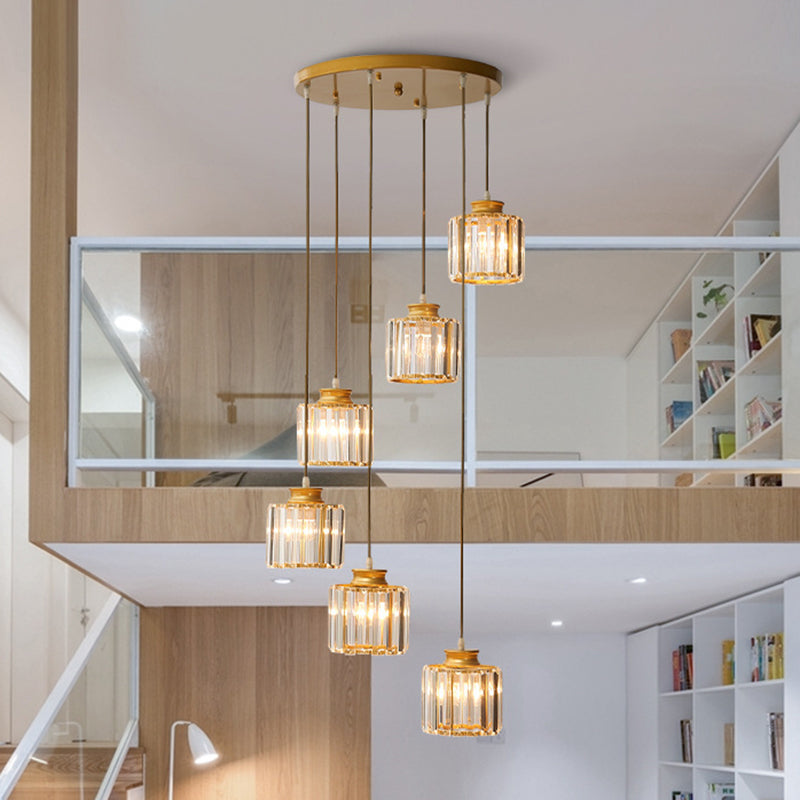 Cilinder Trap Multi Plafondlamp Helder Kristal Moderne Hanglamp