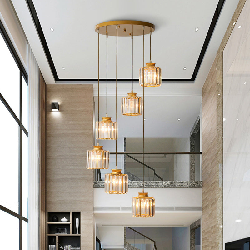 Cilinder Trap Multi Plafondlamp Helder Kristal Moderne Hanglamp