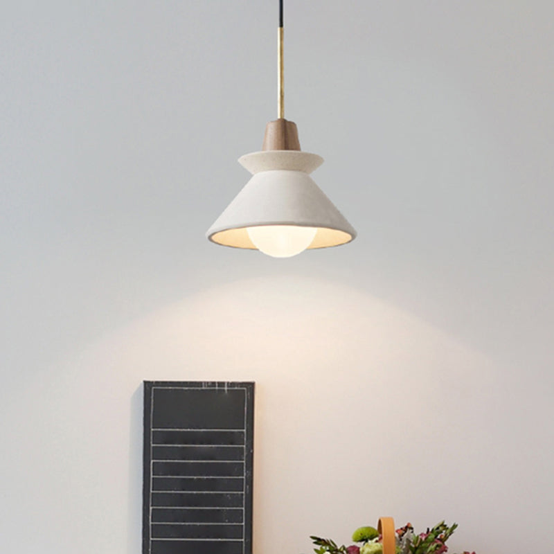 Bowl Shade Plafondlamp Simplicity Cement Enkele Eetkamer Hanglamp in Wit