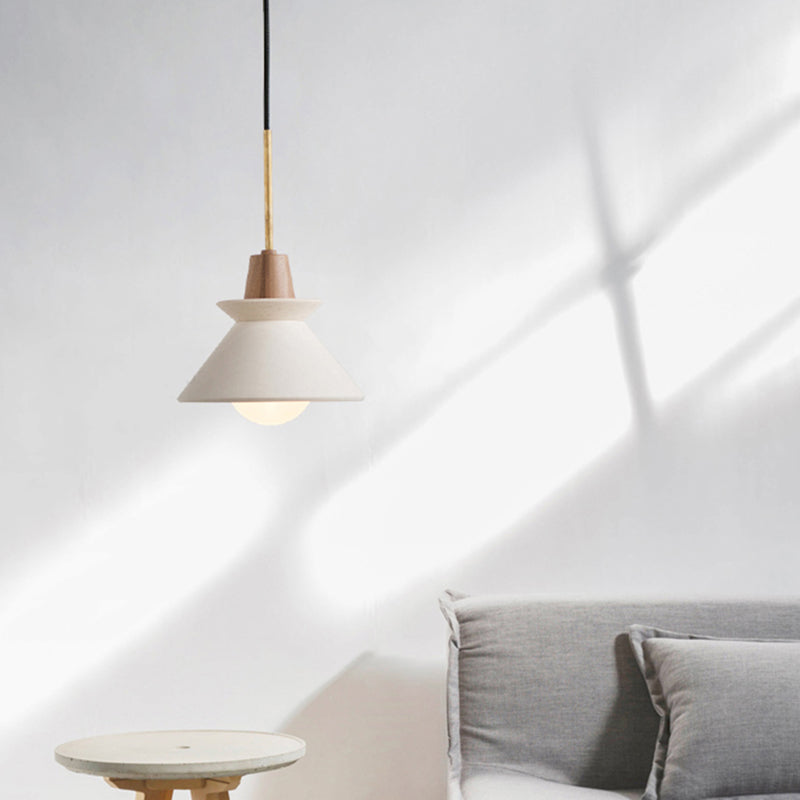 Bowl Shade Plafondlamp Simplicity Cement Enkele Eetkamer Hanglamp in Wit