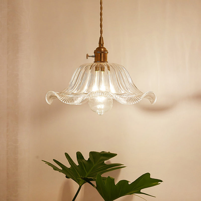 Antieke Schaduw Hanglamp 1-Licht Duidelijk Glas Hanglamp voor Restaurant