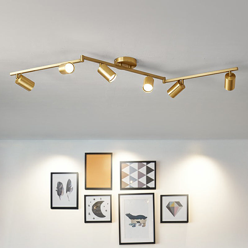 Minimalistische Spotlight Led Flush Plafondlamp Gouden Tubulaire Track Light met Metalen Kap