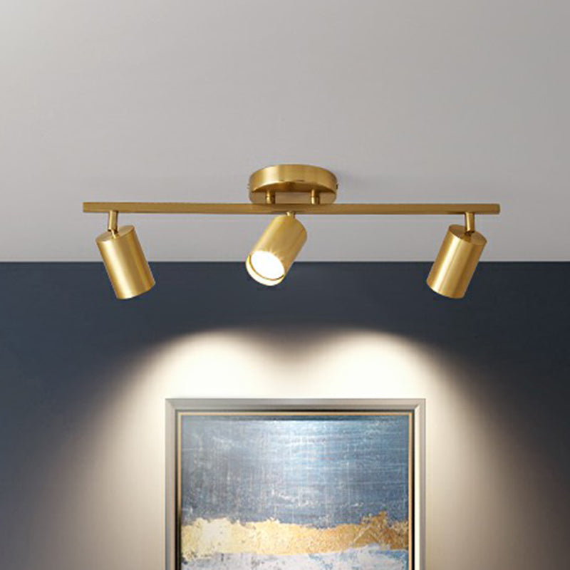 Minimalistische Spotlight Led Flush Plafondlamp Gouden Tubulaire Track Light met Metalen Kap