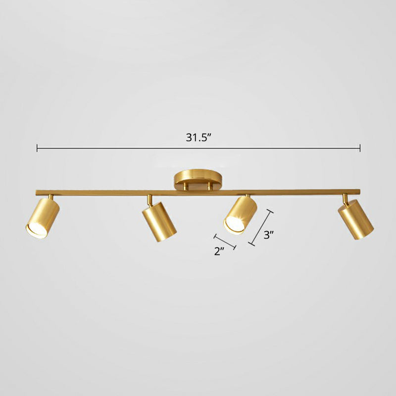 Minimalistische Spotlight Led Flush Plafondlamp Gouden Tubulaire Track Light met Metalen Kap