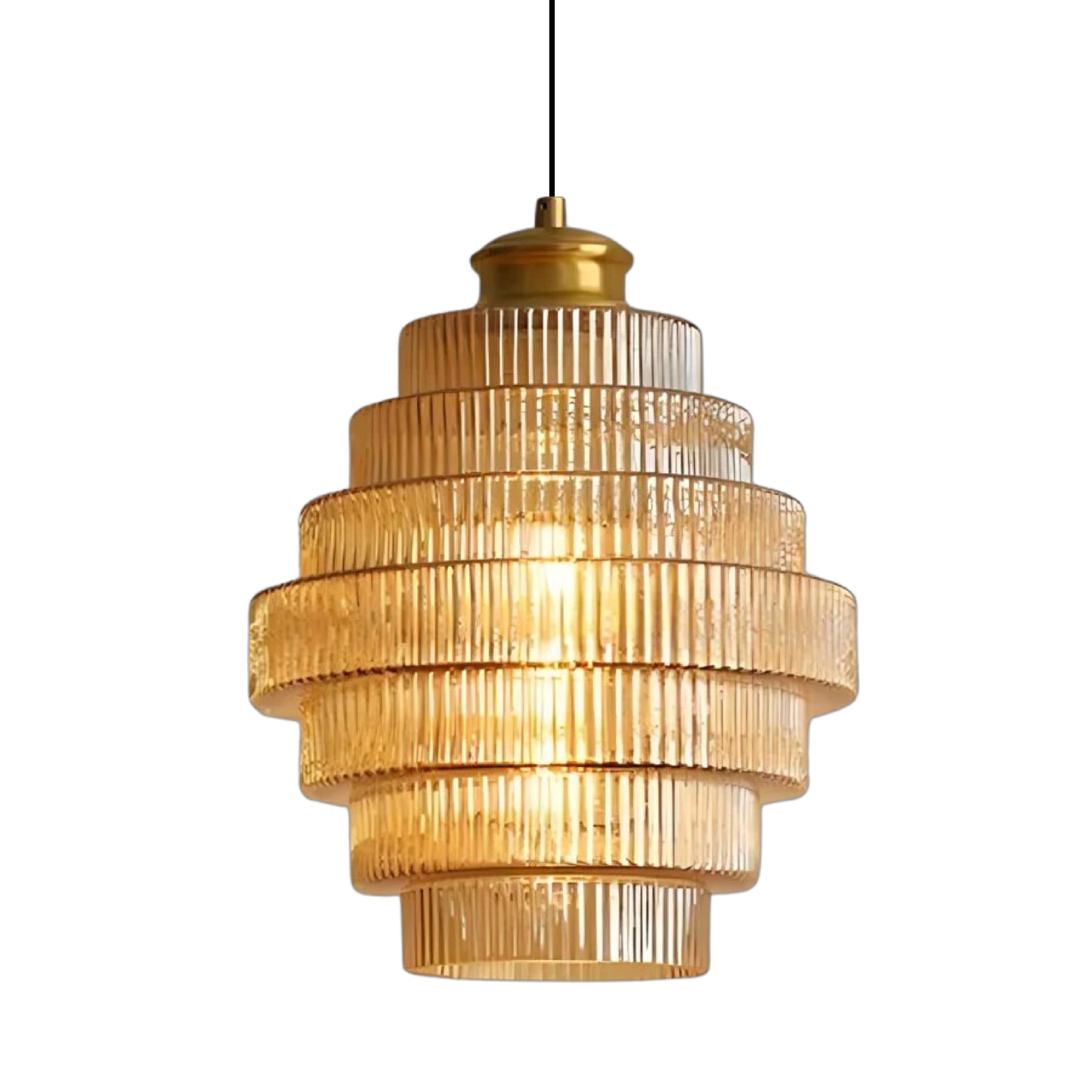 Vintage Laaghangende Glazen Lamp