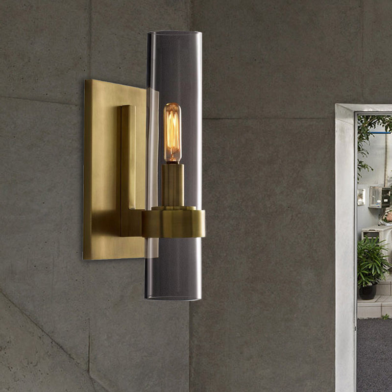 Cilinder Wandlamp Traditionele Helder Glas 2.5"/5" Breed 1 Kop Zwart/Brass Wandlamp Armatuur voor Trap