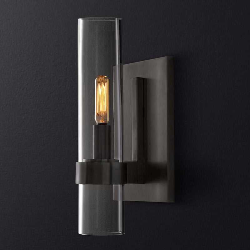Cilinder Wandlamp Traditionele Helder Glas 2.5"/5" Breed 1 Kop Zwart/Brass Wandlamp Armatuur voor Trap