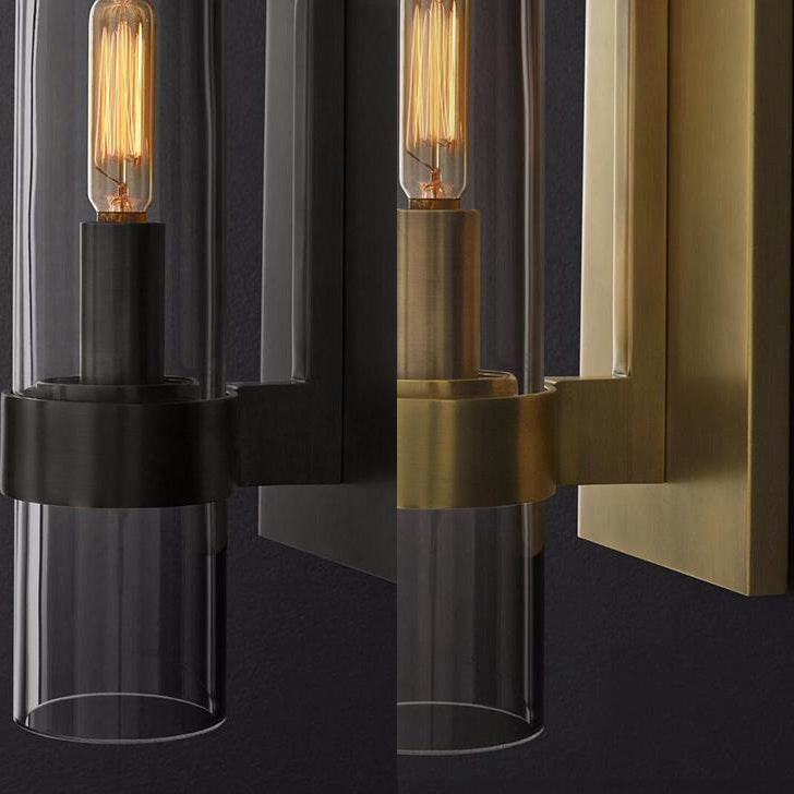 Cilinder Wandlamp Traditionele Helder Glas 2.5"/5" Breed 1 Kop Zwart/Brass Wandlamp Armatuur voor Trap