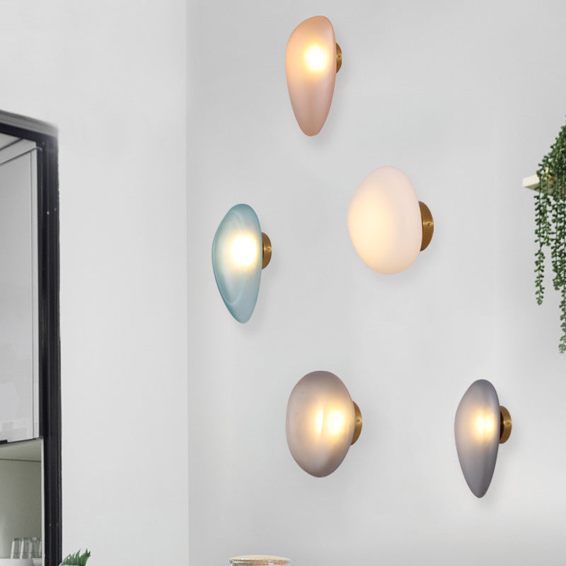 Frosted Glass Cobblestone Wandlamp Art Deco 1-Licht Wandmontage voor Woonkamer
