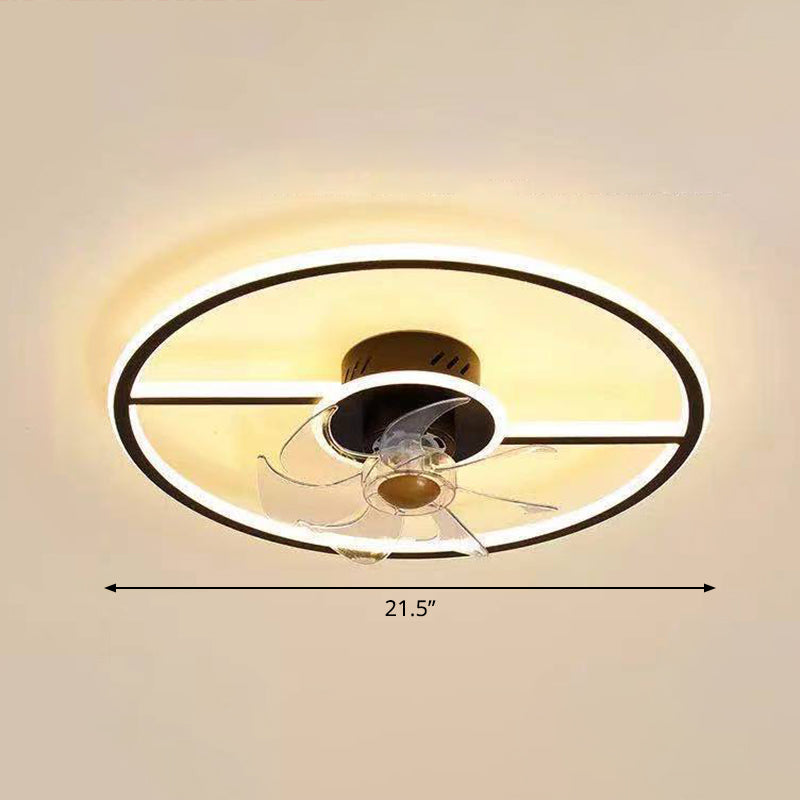 Afstandsbediening Rectangulaire Plafondventilator Lamp Hedendaags Acryl Woonkamer LED Semi Flush Licht met 7 Bladen