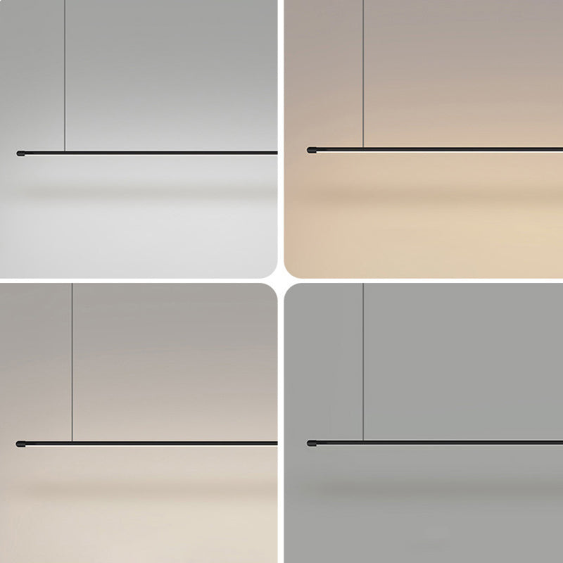 Minimalistische Dunne Stang LED Hanglamp Metalen Keuken Bar Eiland Plafondlamp in Zwart
