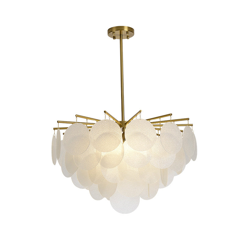 Gelaagde Schijf Suspension Verlichting Moderne Eetkamer Plafond Chandelier in Messing-Wit