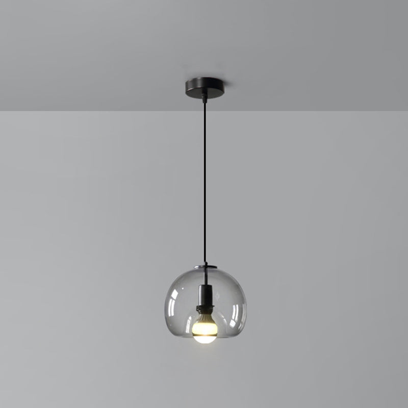 Zwarte Mini Glas Globe Hanglamp Verstelbare LED Keuken Hanglamp