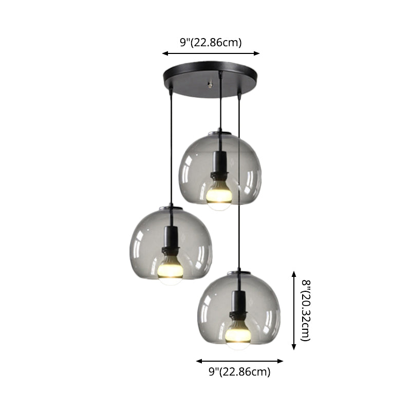 Zwarte Mini Glas Globe Hanglamp Verstelbare LED Keuken Hanglamp
