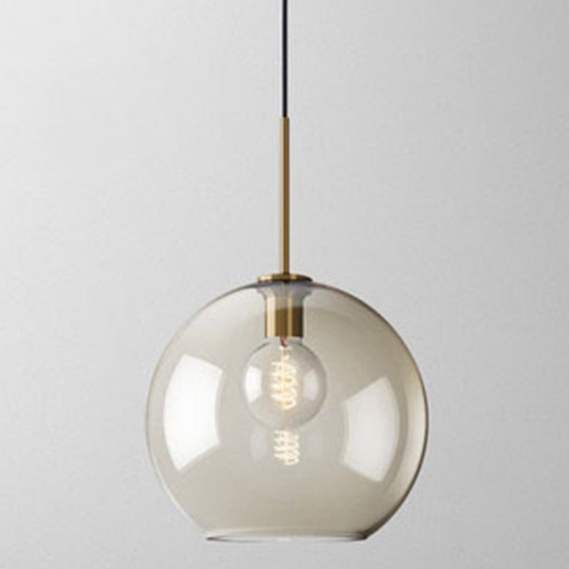 Cognac Glas Hanglamp Modern Minimalistisch 1-Lichts Hangverlichting Voor Eettafel