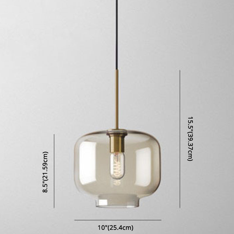 Cognac Glas Hanglamp Modern Minimalistisch 1-Lichts Hangverlichting Voor Eettafel