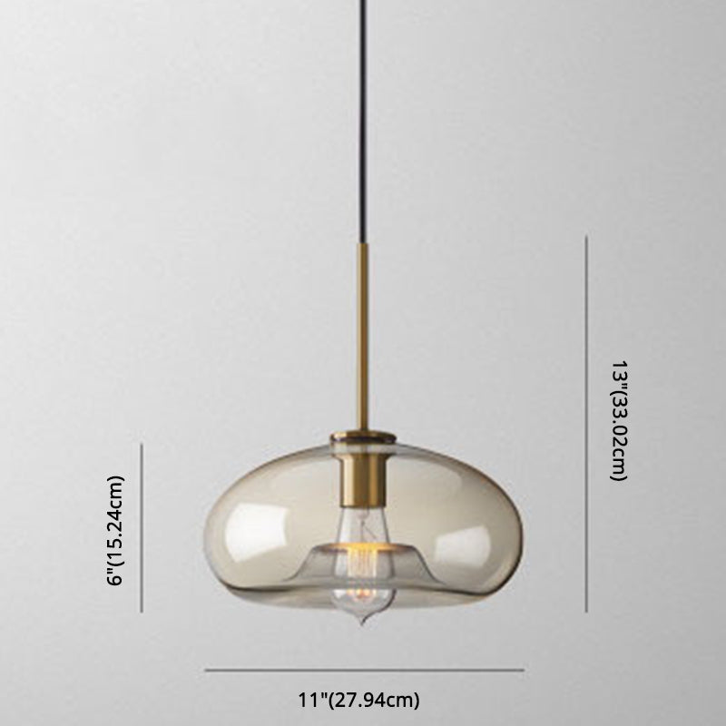 Cognac Glas Hanglamp Modern Minimalistisch 1-Lichts Hangverlichting Voor Eettafel
