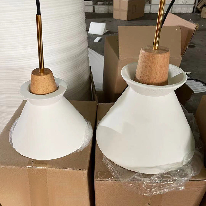 Witte Cement Tapered Hanglamp Nordic Minimalistische Stijl 1 Licht Restaurant Mini Pendant