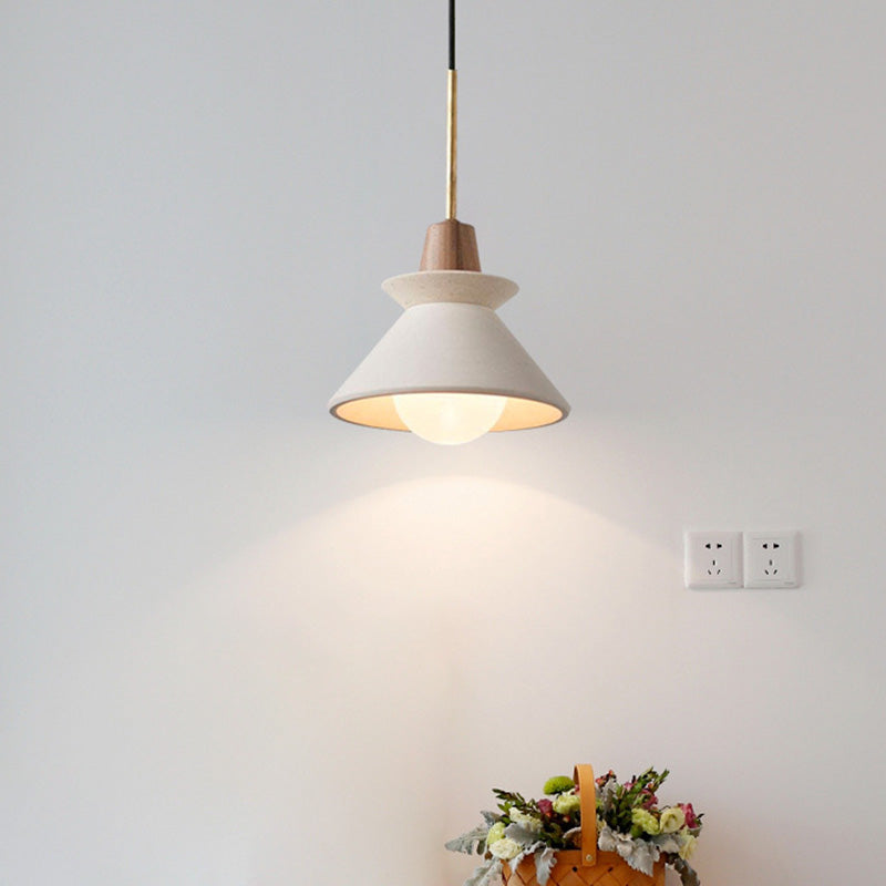 Witte Cement Tapered Hanglamp Nordic Minimalistische Stijl 1 Licht Restaurant Mini Pendant