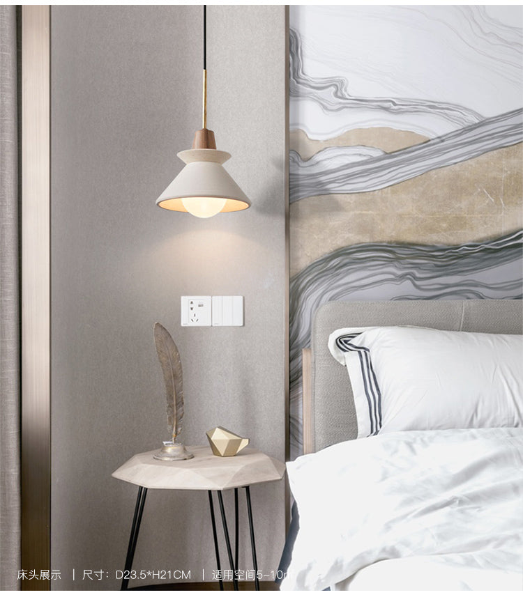 Witte Cement Tapered Hanglamp Nordic Minimalistische Stijl 1 Licht Restaurant Mini Pendant