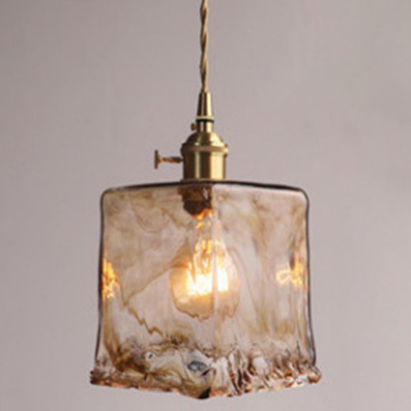 Vintage 1 Lichts Hanglamp Amber Alabaster Glas Hangverlichting voor Woonkamer