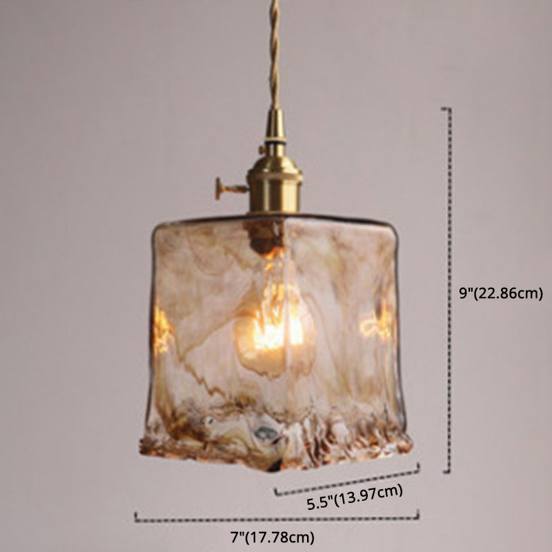 Vintage 1 Lichts Hanglamp Amber Alabaster Glas Hangverlichting voor Woonkamer
