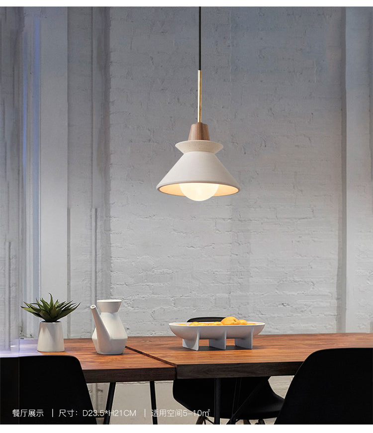 Witte Cement Tapered Hanglamp Nordic Minimalistische Stijl 1 Licht Restaurant Mini Pendant