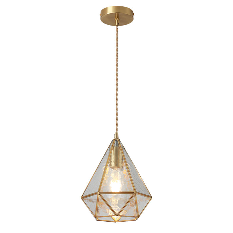 Hanglamp Tiffany-stijl met glazen schaduw en messing plafondplaat