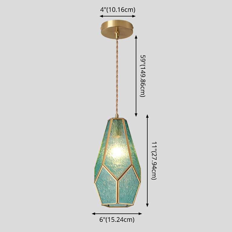 Hanglamp Tiffany-stijl met glazen schaduw en messing plafondplaat