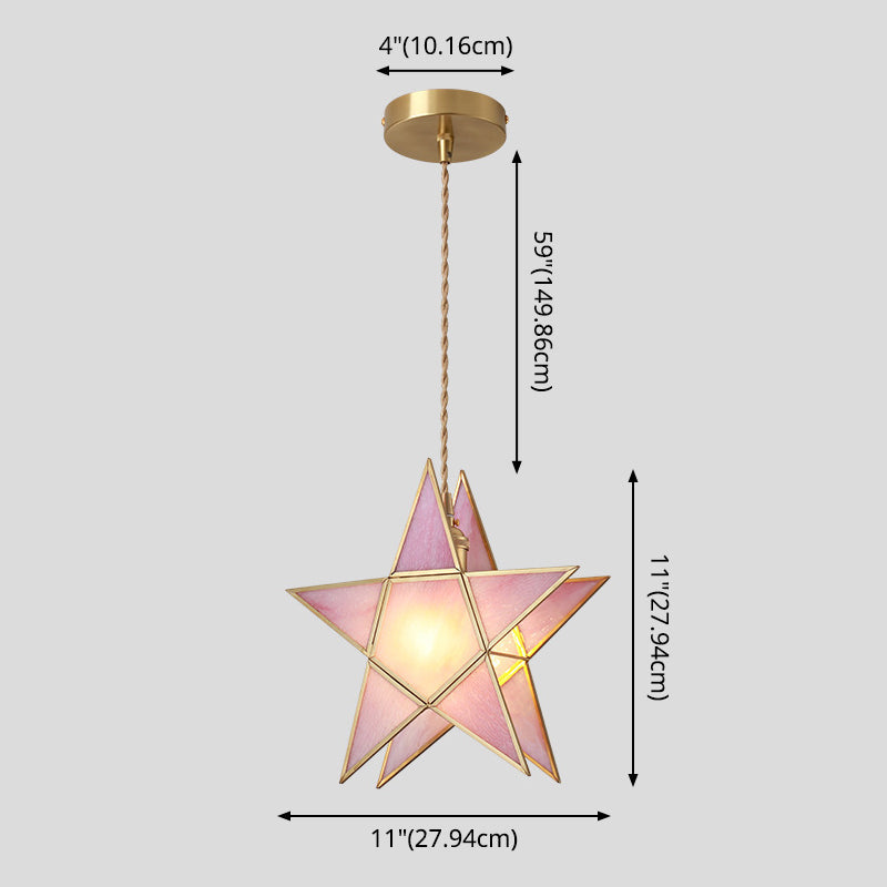 Hanglamp Tiffany-stijl met glazen schaduw en messing plafondplaat
