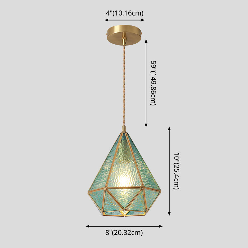 Hanglamp Tiffany-stijl met glazen schaduw en messing plafondplaat