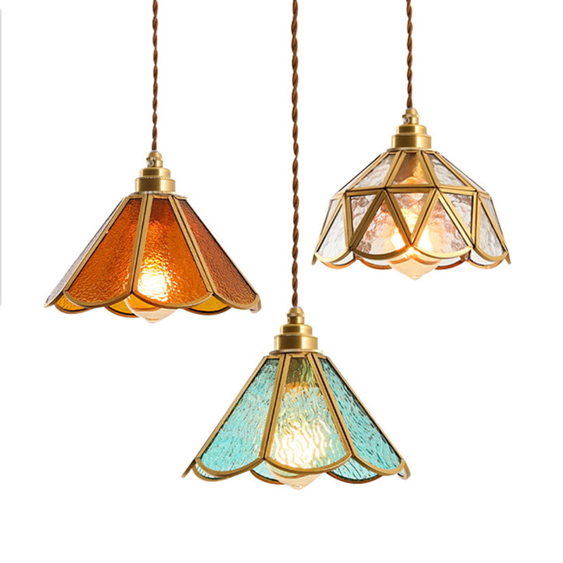 IJsheldere Glazen Lampenkap Hanglamp 1 Licht Tiffany-Stijl Hangende Verlichtingsarmatuur voor Slaapkamer