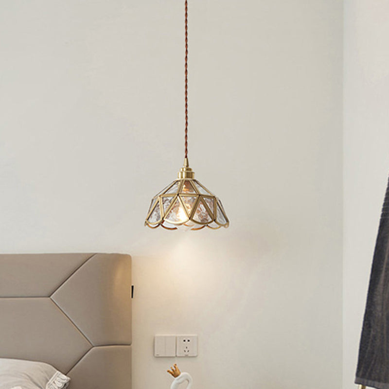 IJsheldere Glazen Lampenkap Hanglamp 1 Licht Tiffany-Stijl Hangende Verlichtingsarmatuur voor Slaapkamer