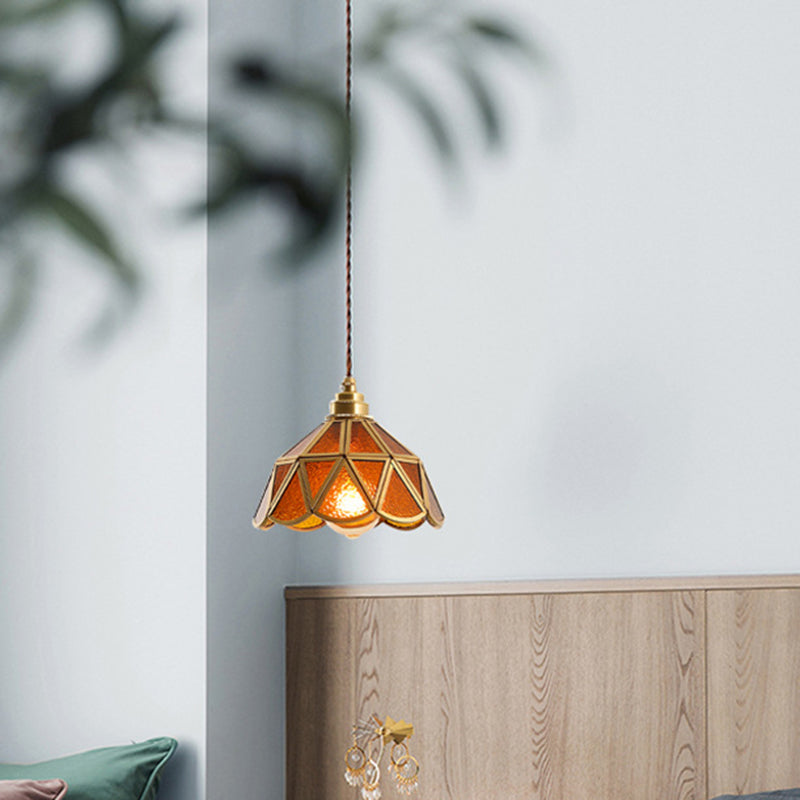 IJsheldere Glazen Lampenkap Hanglamp 1 Licht Tiffany-Stijl Hangende Verlichtingsarmatuur voor Slaapkamer