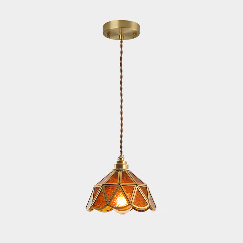 IJsheldere Glazen Lampenkap Hanglamp 1 Licht Tiffany-Stijl Hangende Verlichtingsarmatuur voor Slaapkamer