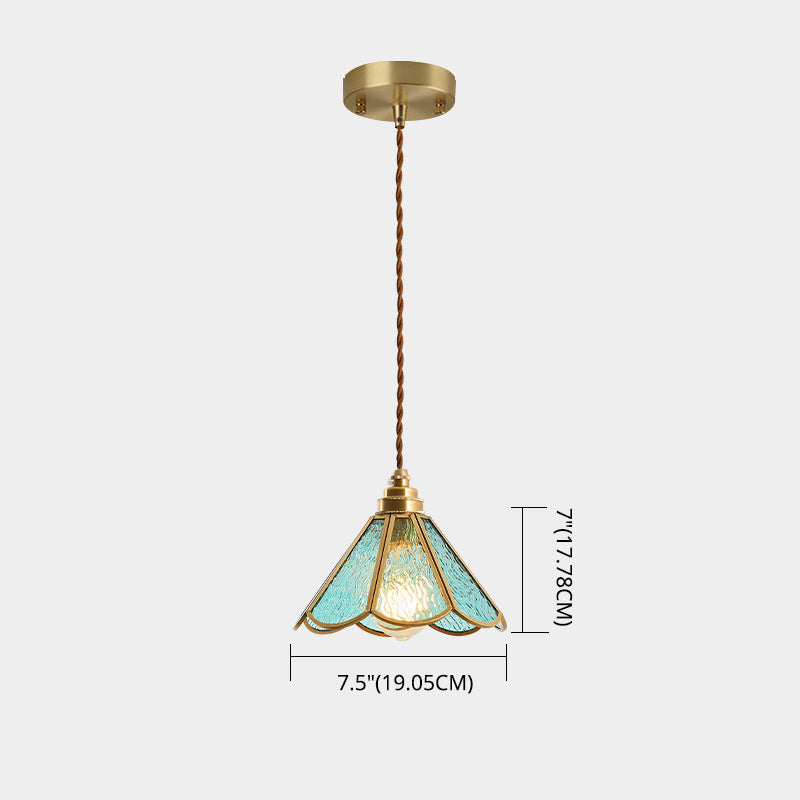 IJsheldere Glazen Lampenkap Hanglamp 1 Licht Tiffany-Stijl Hangende Verlichtingsarmatuur voor Slaapkamer
