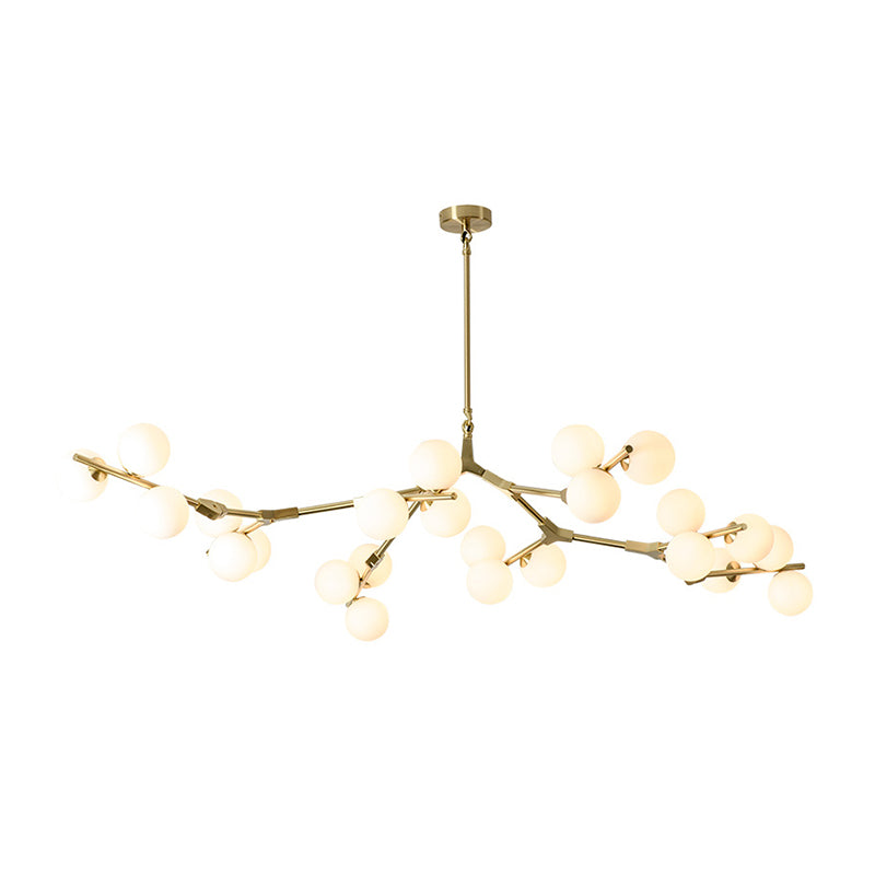 Boomtak Hanglamp Minimalistische Metalen Eetkamer Chandelier met Witte Glazen Kap
