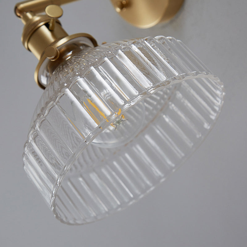 Industriële Wandlamp Geperst Ribbelglas Wandlicht Sconces in Gouden Afwerking voor Slaapkamer