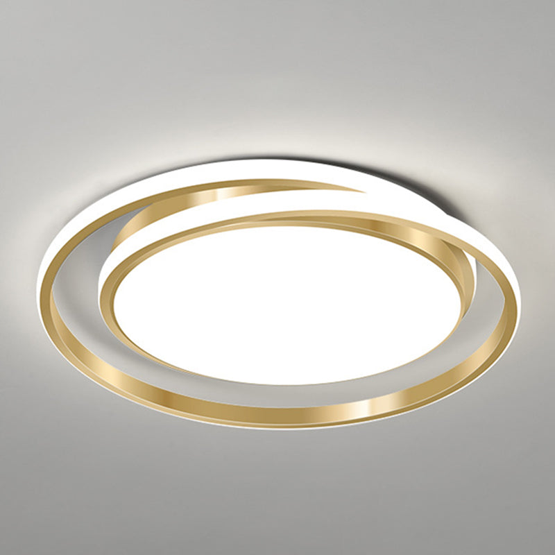 Eenvoudige Stijl Ronde Plafondlamp Acryl LED Slaapkamer Plafondmontage Lichtarmatuur in Geborsteld Goud