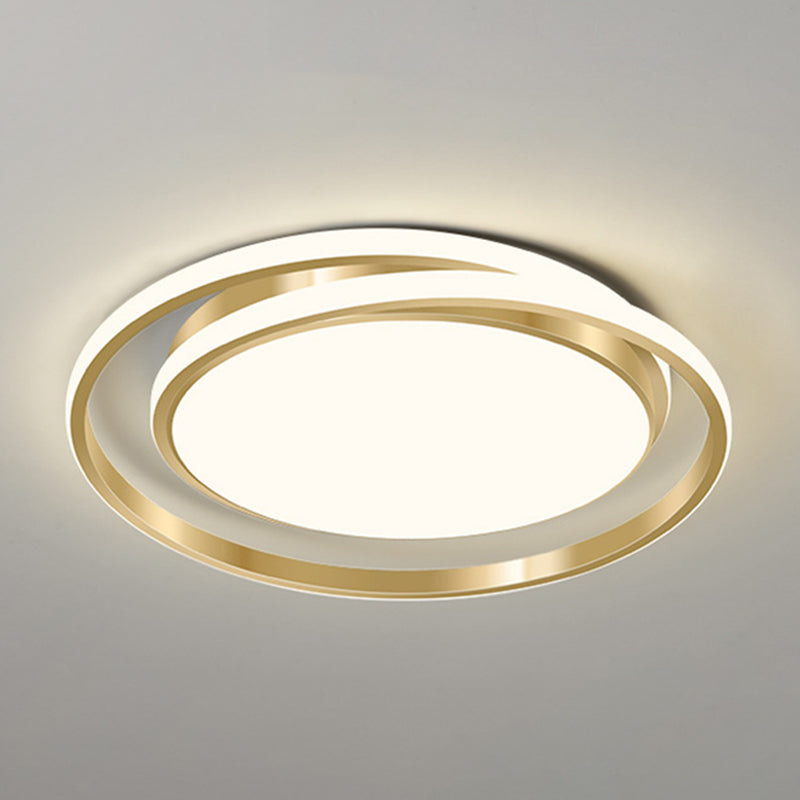 Eenvoudige Stijl Ronde Plafondlamp Acryl LED Slaapkamer Plafondmontage Lichtarmatuur in Geborsteld Goud