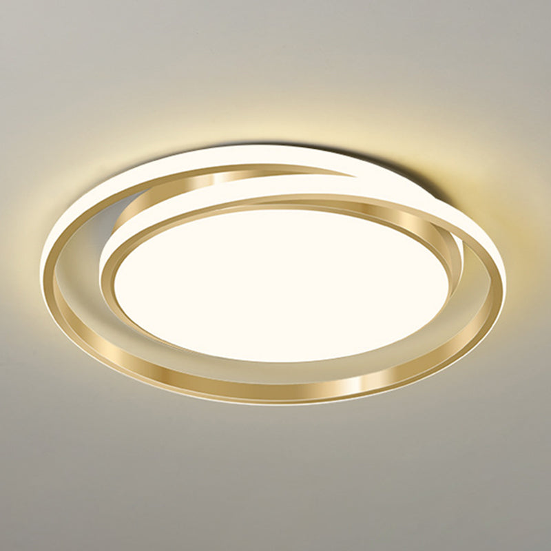 Eenvoudige Stijl Ronde Plafondlamp Acryl LED Slaapkamer Plafondmontage Lichtarmatuur in Geborsteld Goud