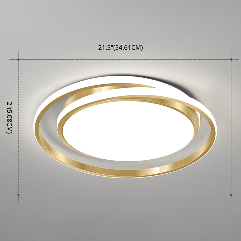Eenvoudige Stijl Ronde Plafondlamp Acryl LED Slaapkamer Plafondmontage Lichtarmatuur in Geborsteld Goud
