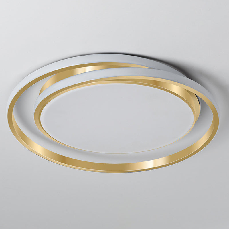 Eenvoudige Stijl Ronde Plafondlamp Acryl LED Slaapkamer Plafondmontage Lichtarmatuur in Geborsteld Goud