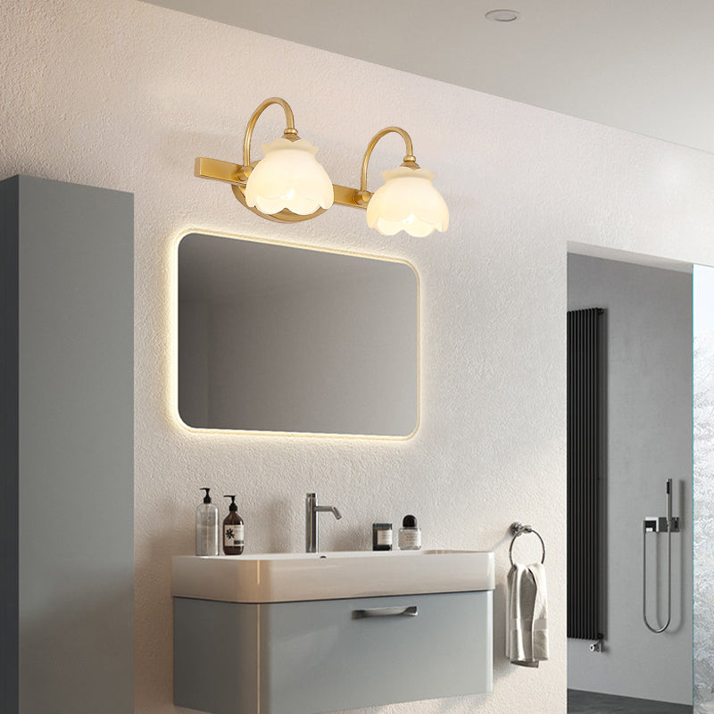 Blossom Badkamer Vanity Spiegel Licht Traditionele Metaal LED 2/3/4 Koppen Messing Wandlamp