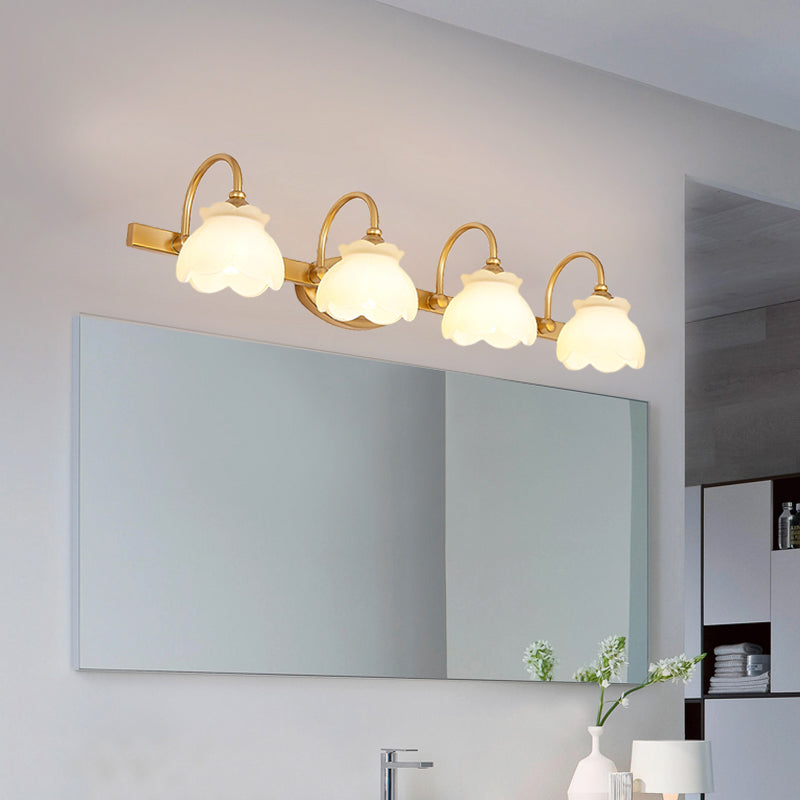 Blossom Badkamer Vanity Spiegel Licht Traditionele Metaal LED 2/3/4 Koppen Messing Wandlamp