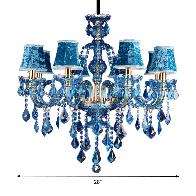 Blauwe Kandelaar/Bellen Kroonluchter Licht Modernisme 8/18 Koppen Gevleugeld Glas Kristallen Hanglamp met Kap/Zonder Kap, 28"/37.5" B