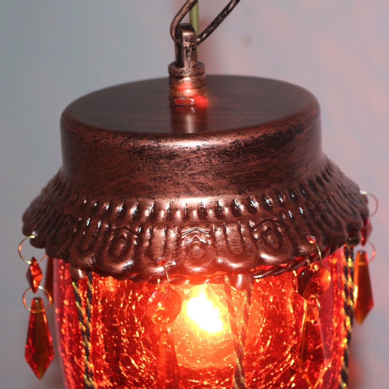 Conische Rode/Gele/Blauwe Glazen Hanglamp Vintage Stijl 1 Licht Restaurant Verlichting