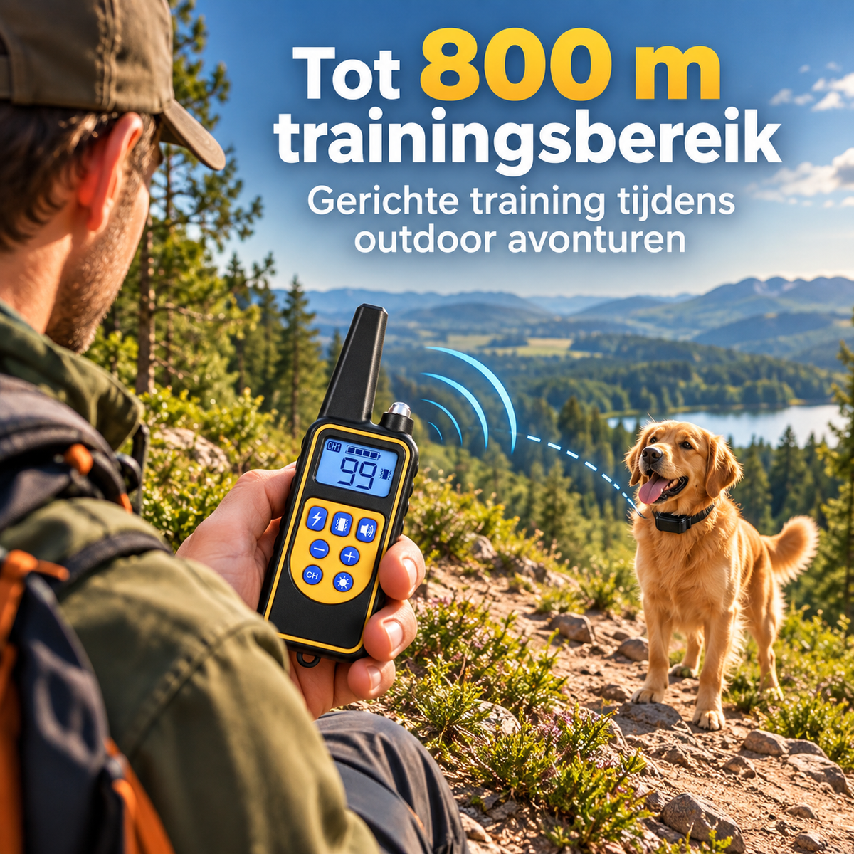 PROCANIS – Outdoor Trainingshalsband voor Wandelen & Kamperen met Hond, IP67-Ontvanger & Bereik tot 800 m