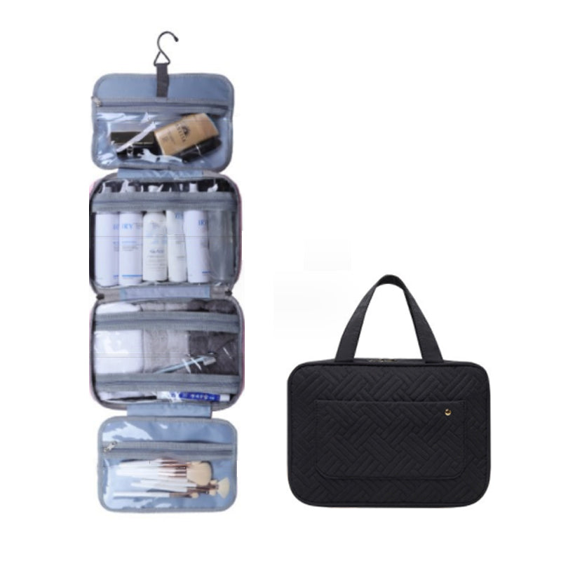 Travelique Reiskosmetik Organizer | Compact & Waterafstotend | Met 4 vakken & 360° haak | Voor dames & heren